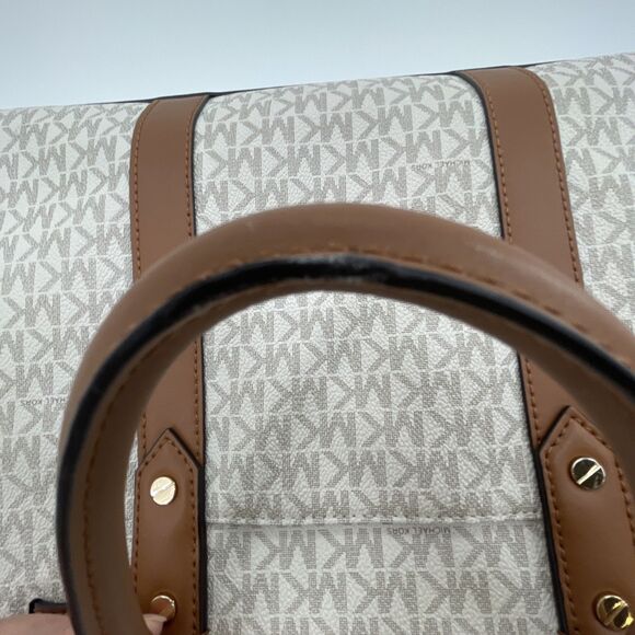 Michael Kors Nouveau Hamilton Handbag Satchel Crossbody Large Logo White *FLAW - Picture 3 of 14